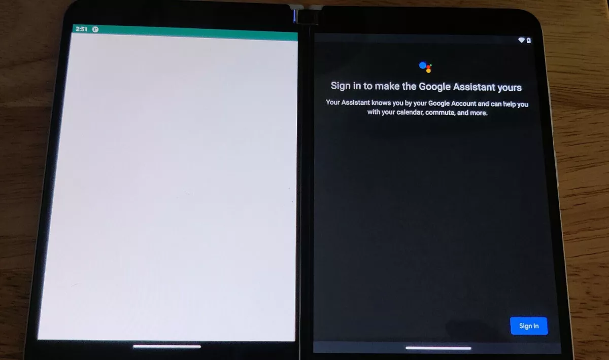 alt="Surface Duo 2 &quot;Cronos&quot; prototype on Setup Screen"