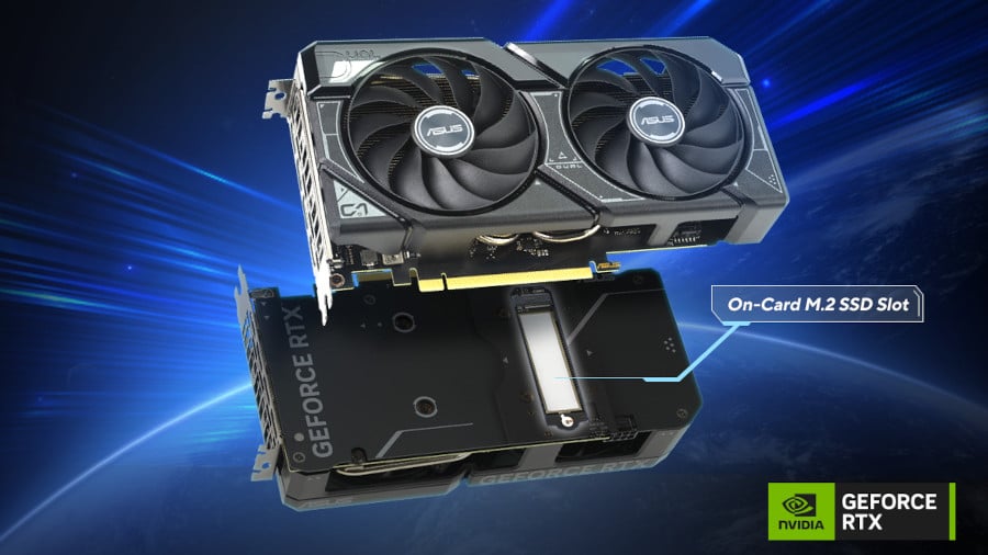 ASUS เปิดตัวการ์ดจอแนวคิดใหม่ที่ยัดสล็อตสำหรับเสียบ SSD ลงมาในตัวการ์ดจอด้วย เพื่อใช้ประโยชน์จากฮีทซิงก์ของตัวจีพียู ช่วยระบายความร้อนให้ SSD ไปพร้อมกัน