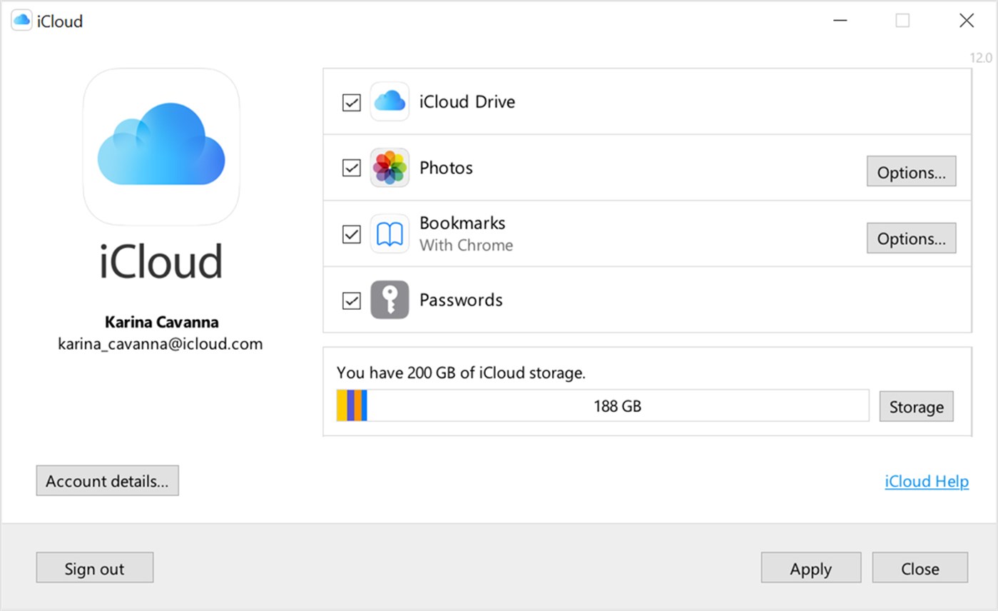 alt="iCloud for Windows"