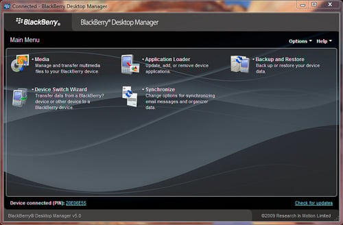 alt="BlackBerry Desktop Manager"