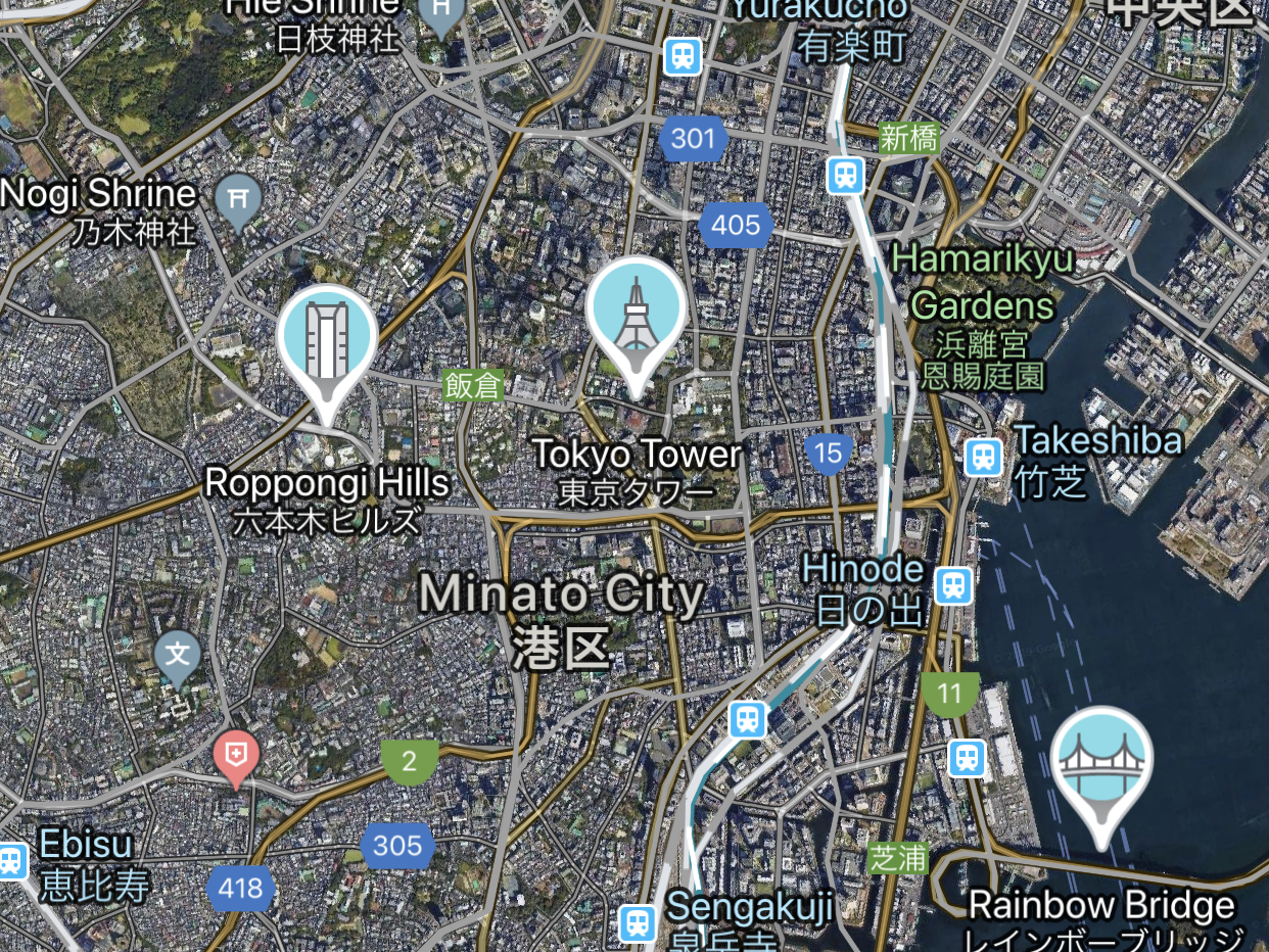 alt="Google Maps in Tokyo"