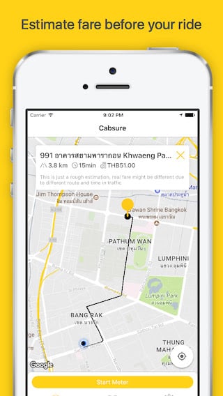 App.Th] Cabsure: คำนวณค่าโดยสาร Taxi และ จดจำเส้นทาง | Blognone