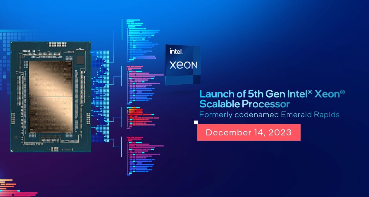 อินเทลประกาศวางขายซีพียูฝั่งเซิร์ฟเวอร์ 5th Gen Xeon Scalable โค้ดเนม Emerald Rapids ในวันที่ 14 ธันวาคม 2023 (พร้อมกับ Core Ultra ของฝั่งโน้ตบุ๊ก)