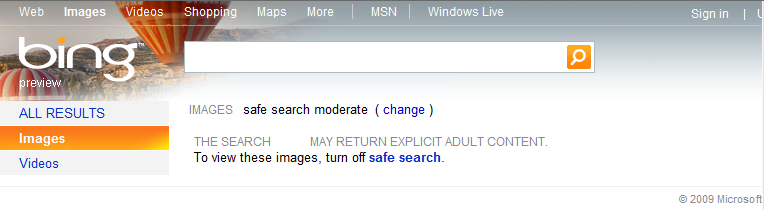 alt="Testing Safe Search Feature"