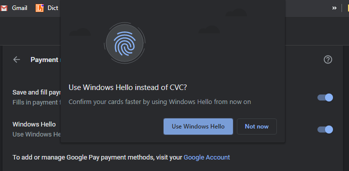 Chrome รองรับ Windows Hello สำหรับการยืนยันตัวตนเมื่อใช้บัตรเครดิตแทน CVC | Blognone Chrome รองรับ Windows Hello สำหรับการยืนยันตัวตนเมื่อใช้บัตรเครดิตแทน Cvc | Blognone