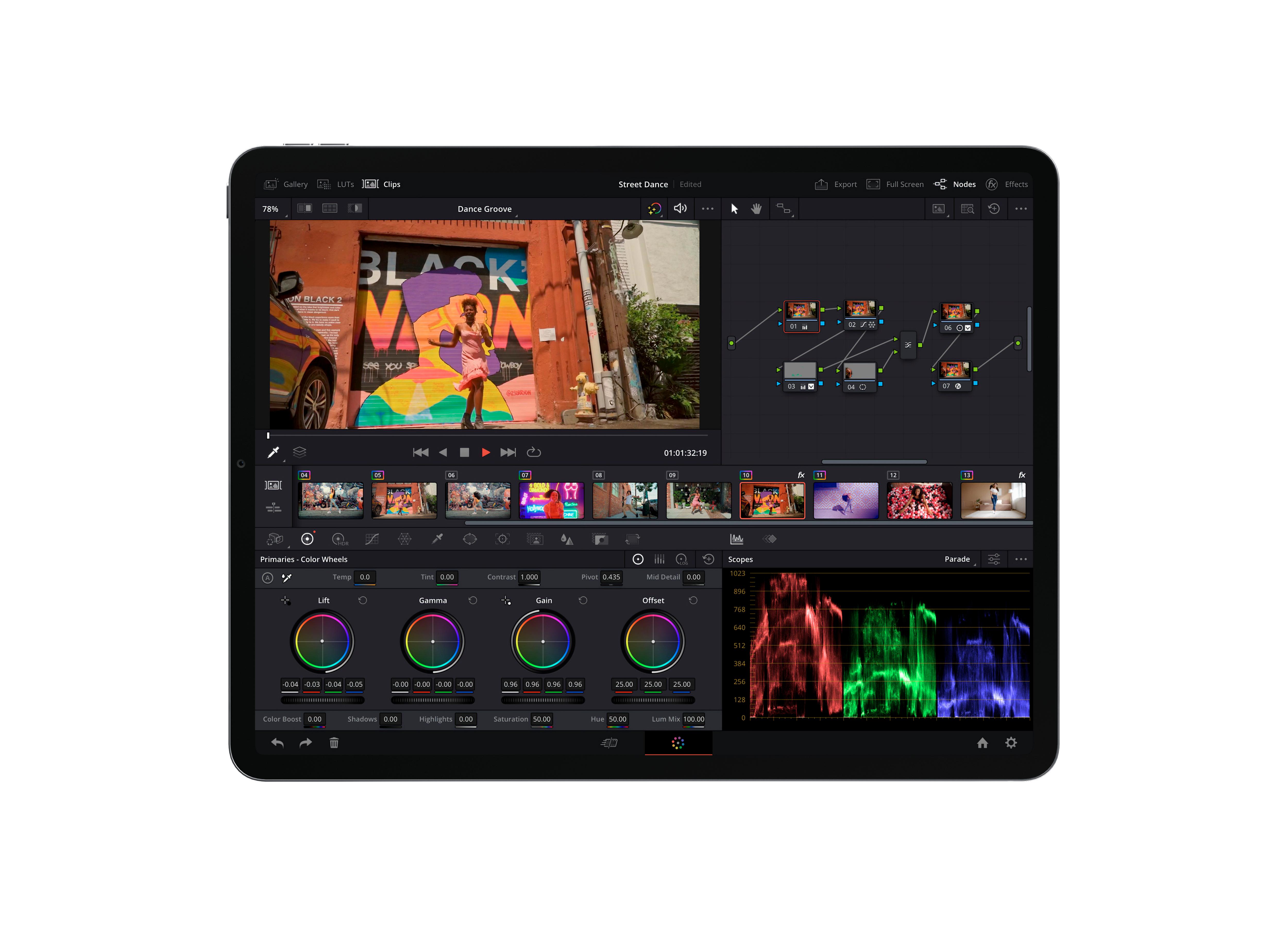 alt="DaVinci Resolve for iPad Color Grading screenshot"