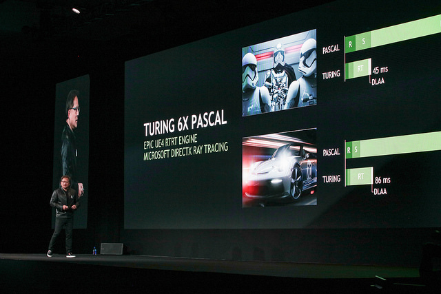 alt="NVIDIA CEO Jensen Huang at SIGGRAPH 2018"