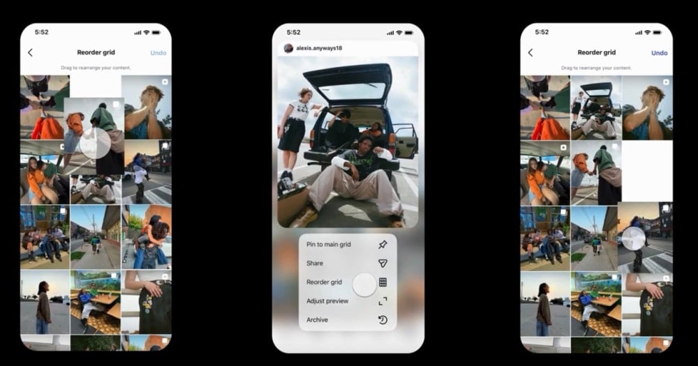 Instagram สามารถเรียงรูปที่แสดงในหน้าโปรไฟล์ตามที่